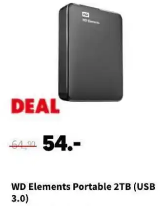 MediaMarkt WD Elements Portable 2TB USB 3.0 aanbieding