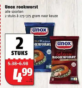 Poiesz Unox rookworst 375gram aanbieding