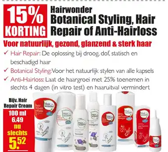 Gezond & Wel Hairwonder botanical styling, hair repair of anti-hairloss 100 ml aanbieding