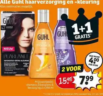 Kruidvat Alle guhl haarverzorging en -kleuring 2x250 ml aanbieding