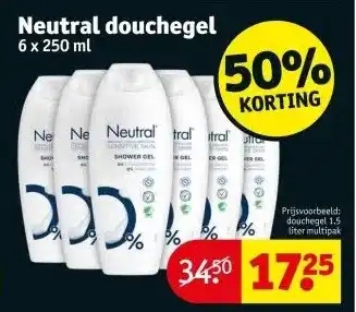 Kruidvat Neutral douchegel 6 x 250 ml aanbieding