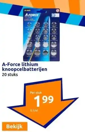 Action A-Force lithium knoopcelbatterijen aanbieding