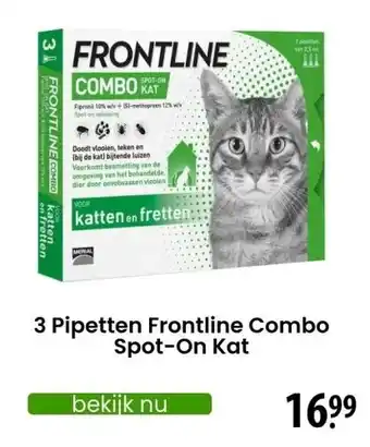 Zooplus 3 Pipetten Frontline Combo Spot-On Kat aanbieding