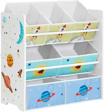 Amazon SONGMICS Kinderkamerplank, speelgoedplank met 7 opbergdozen van vliesstof, kinderboekenkast, kinderplank voor speelgoed, spee aanbieding