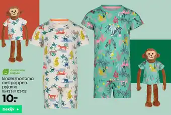 HEMA kindershortama met poppenpyjama aanbieding