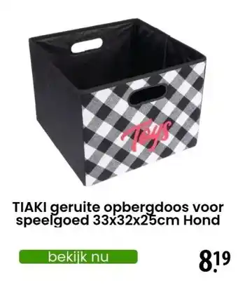 Zooplus TIAKI geruite opbergdoos voor speelgoed 33x32x25cm Hond aanbieding