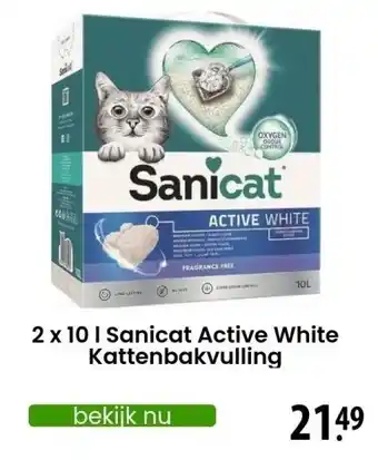 Zooplus 2 x 10 l Sanicat Active White Kattenbakvulling aanbieding