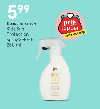 Etos Etos sensitive kids sun protection spray SPF50+ 250 ml aanbieding