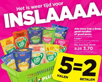 PLUS Alle Unox Cup a Soup, GOOD of good pasta aanbieding