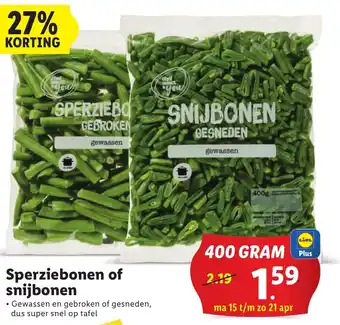 Lidl Sperzie bonen of snijbonen 400 gram aanbieding