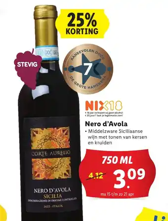 Lidl Nero d avola 750 ml aanbieding