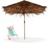 Bol.com Relaxdays strandparasol Hawaï - parasol met palmhaar - tuinparasol - weerbestendig -natuur - XXL aanbieding