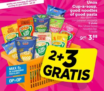 Coop Unox cup a soup good noodles of good pasta aanbieding