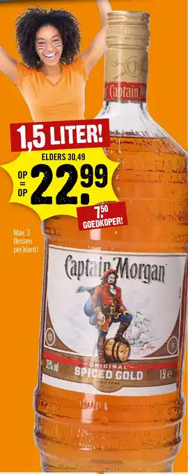 Dirck 3 Captain Morgan SPICED GOLD 1.5L aanbieding