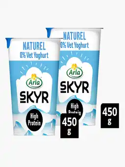 Flink Arla Skyr naturel yoghurt 0% vet 450g 2x aanbieding