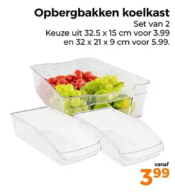 Trekpleister Opbergbakken koelkast aanbieding