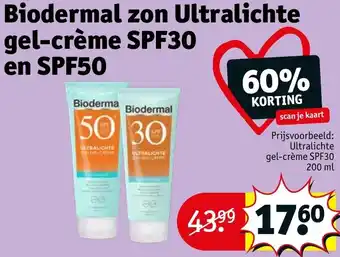 Kruidvat Biodermal zon ultralichte gel creme SPF30 en SPF50 aanbieding