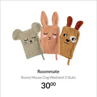 Babypark Roommate Bunny Mouse Dog Washand 3 Stuks aanbieding