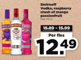 PLUS Smirnoff Vodka, raspberry crush of mango passionfruit aanbieding