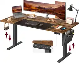 Amazon SONGMICS Elektrisch zittend en staand bureau, 70 x 160 x (72-120), in hoogte verstelbare tafel, geheugen 4 hoogtes, tas, fram aanbieding