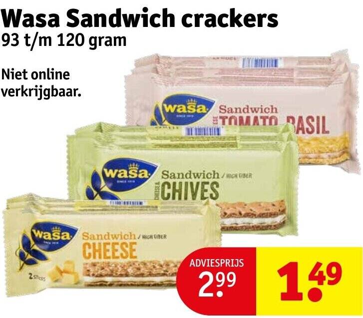 Wasa Sandwich crackers aanbieding bij Kruidvat