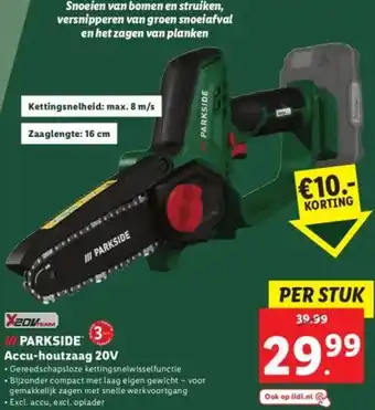 Lidl PARKSIDE Accu-houtzaag 20V aanbieding