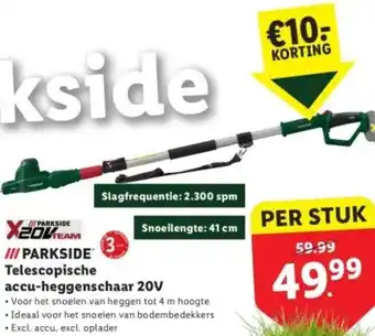 Lidl PARKSIDE Telescopische accu-heggenschaar 20V aanbieding