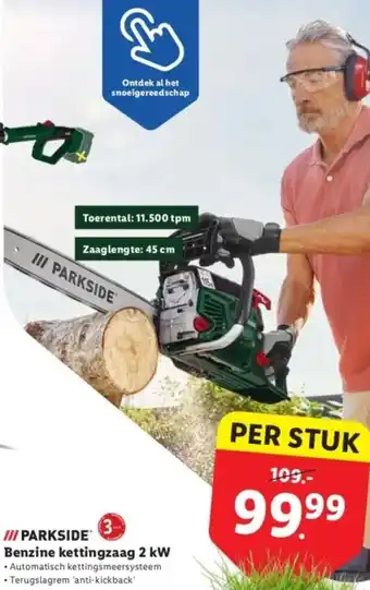 Lidl PARKSIDE Benzine kettingzaag 2 kW aanbieding