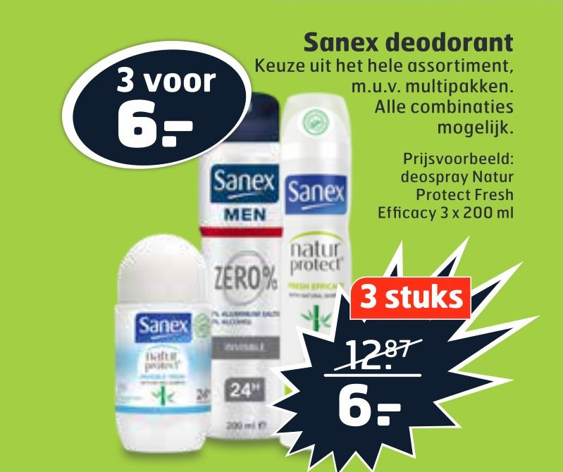 Sanex deodorant 200ml aanbieding bij Trekpleister