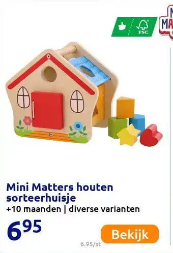 Action Mini Matters houten sorteerhuisje aanbieding