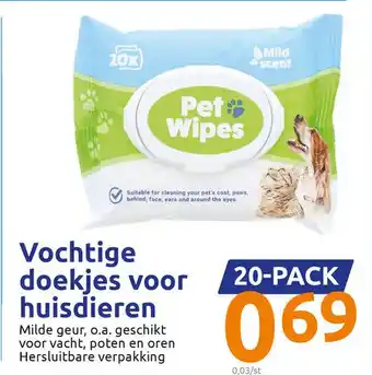 Action Vochtige doekjes voor huisdieren 20-pack aanbieding