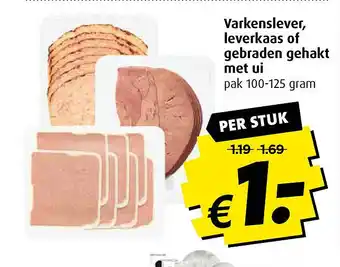 Boni Varkenslever, leverkaas of gebraden gehakt met ui aanbieding