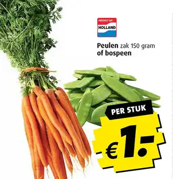 Boni Peulen zak 150 gram of bospeen aanbieding