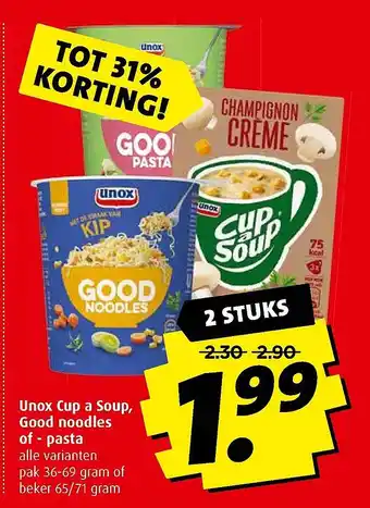 Boni Unox Cup a Soup, Good noodles of - pasta aanbieding