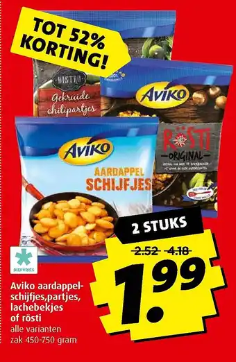 Boni Aviko aardappelschijfjes,partjes, lachebekjes of rösti aanbieding