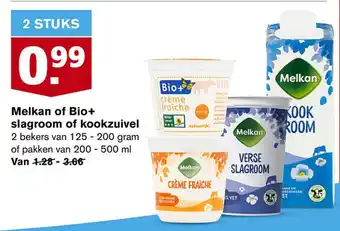 Hoogvliet Melkan of bio+ slagroom of kookzuivel 125-200 gram aanbieding