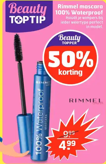 Trekpleister Rimmel mascara 100% Waterproof aanbieding