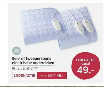 ANWB Een- Of Tweepersoons Elektrische Onderdeken aanbieding