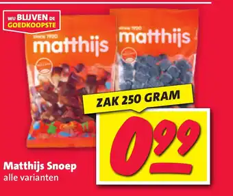 Nettorama Matthijs Snoep 250 GRAM aanbieding