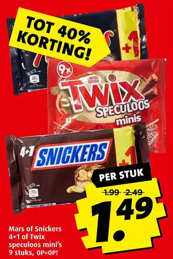 Boni Mars of Snickers 4+1 of Twix speculoos mini's aanbieding