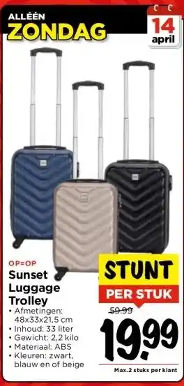 Vomar Voordeelmarkt Sunset Luggage Trolley aanbieding