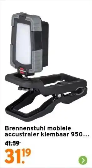 GAMMA Brennenstuhl mobiele accustraler klembaar 950 lumen IP65 aanbieding