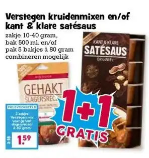 Boon`s Markt Verstegen kruidenmixen en/of kant & klare satésaus aanbieding