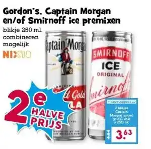 Boon`s Markt Gordon's. Captain Morgan en/of Smirnoff ice premixen aanbieding