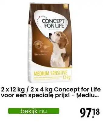 Zooplus 2 x 12 kg / 2 x 4 kg Concept for Life voor een speciale prijs! - Medium Sensitive (2 x 12 kg) aanbieding