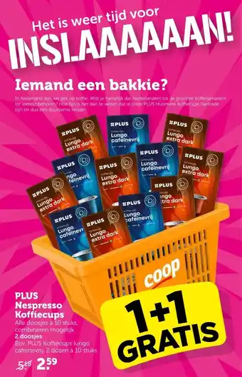 Coop PLUS Nespresso Koffiecups aanbieding