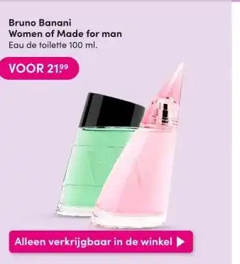 DA Bruno Banani Women of Made for man Eau de toilette 100 ml. aanbieding