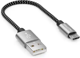 Amazon deleyCON 0,15m Nylon Micro USB-kabel Oplaadkabel Datakabel Metalen Stekker Opladen & Synchroniseren Mobiele Telefoon Smartpho aanbieding