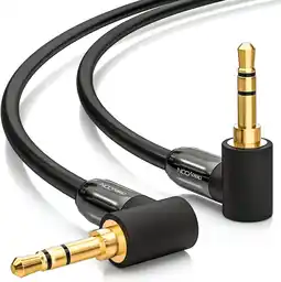 Amazon deleyCON 0,5m Jackkabel 3,5mm AUX-Kabel Stereo Audio Kabel Jackstekker 90° Hoekig voor PC Laptop Mobiele Telefoon Smartphone  aanbieding