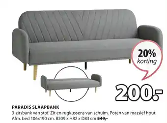 Jysk PARADIS SLAAPBANK aanbieding